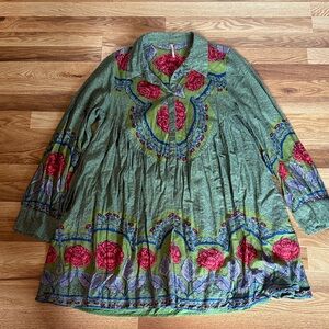 Free People Floral Green Women's Dress